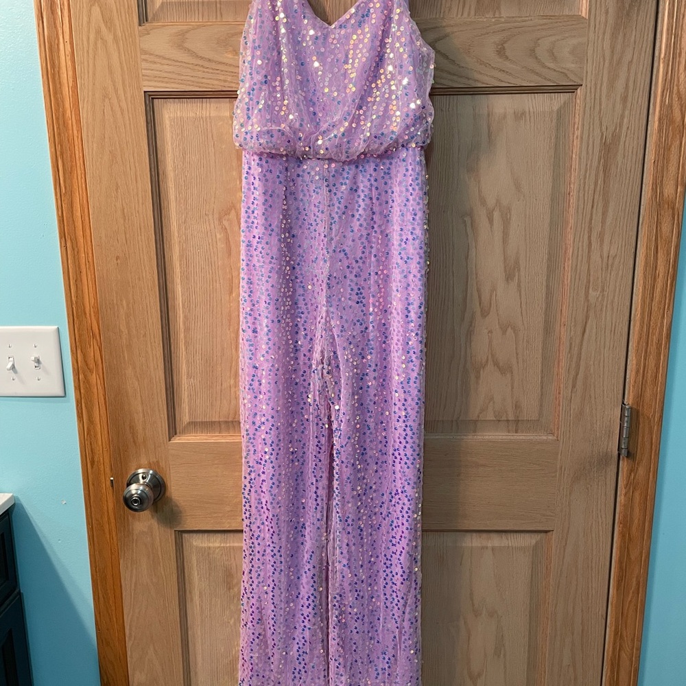 Elegant Purple Sequin Jumpsuit